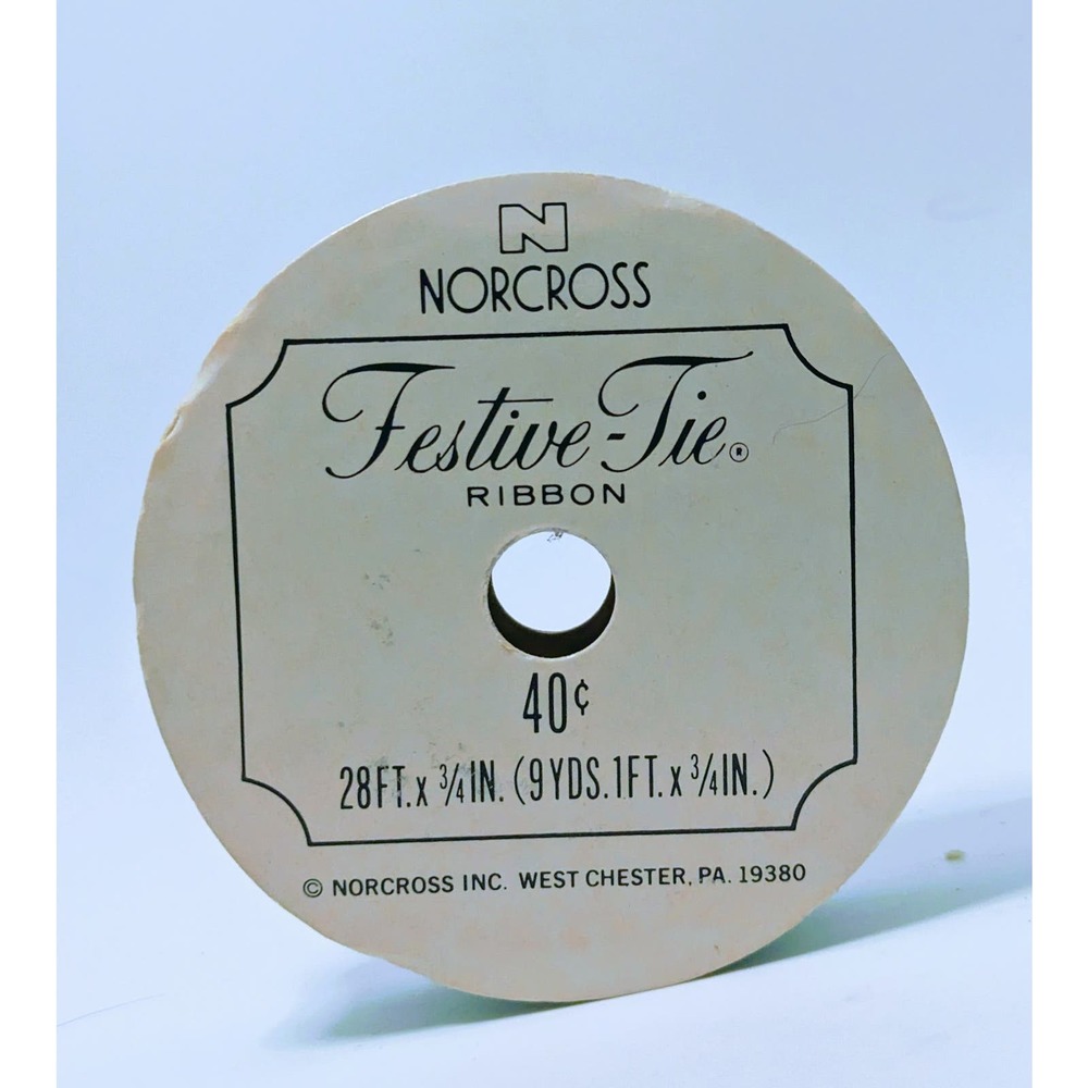 Sealed NWT Vintage Norcross Festive-Tie Ribbon Sea Green Teal 9 Yards 28 Feet